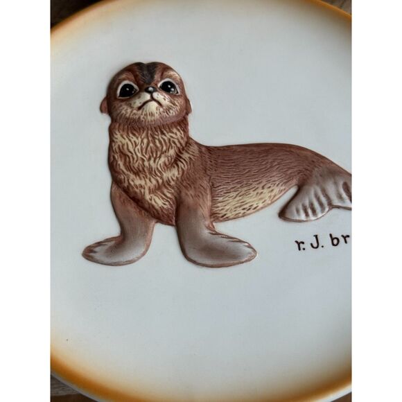 1979 Akiku Seal Pup Plate River Shore Ltd First Issue #4355 Wildlife Art - Picture 9 of 13